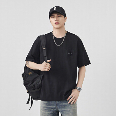 批发休闲风纯棉圆领短袖T恤<b class='q'>男士</b>春夏2026新款宽松套头半袖纯色上衣潮