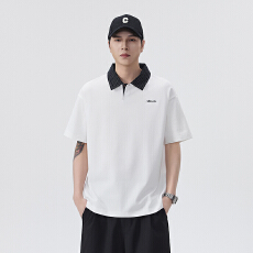 批发简约<b class='q'>百搭</b>撞色格子翻领polo衫短袖男2026夏季新款宽松大码T恤