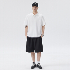 小白t男士弹力针织Polo短袖夏季翻领新款纯色简约凉感白色小T丅恤
