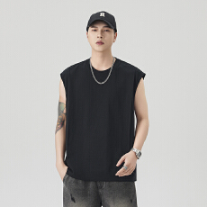 背心男坎肩宽松潮流百搭ins纯色上衣背心运动宽松上衣