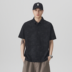 蜡染设计夏季薄款男士POLO衫宽松翻领短袖男款潮流休闲上衣服