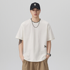 假两领白色短袖t恤男夏季纯色纯棉圆领打底衫半袖