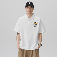 t恤男夏季复古潮牌宽松简约百搭POLO衫青年透气排汗休闲短袖