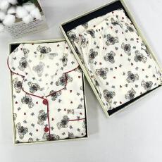 批发KKH 抖音直播小红书爆款全棉棉纱<b class='q'>睡衣</b>女翻领长袖长裤套装