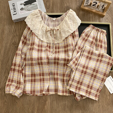 批发KKH2602#抖音直播小红书爆款云朵棉<b class='q'>睡衣</b>女花边娃娃领长袖长裤套装