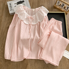 批发KKH2612#抖音直播小红书爆款云朵棉<b class='q'>睡衣</b>女花边娃娃领长袖长裤套装