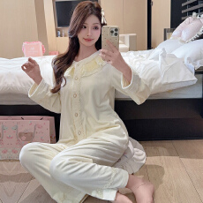 KKH 抖音直播小红书爆款蕾丝海岛绒睡衣女秋冬轻奢家居服