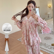 KKH 抖音直播小红书爆款蕾丝海岛绒睡衣女秋冬轻奢家居服