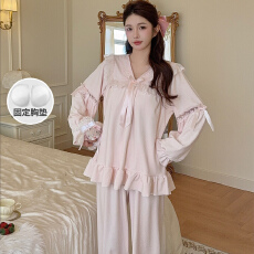 KKH 抖音直播小红书爆款蕾丝海岛绒睡衣女秋冬轻奢家居服