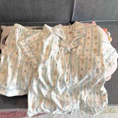 批发抖音小红书爆款睡衣女夏季云朵棉睡衣短袖<b class='q'>短裤</b>翻领<b class='q'>印花</b>套装家居服