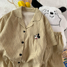 批发抖音小红书爆款睡衣女夏季云朵棉睡衣短袖<b class='q'>短裤</b>翻领<b class='q'>印花</b>套装家居服