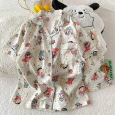 批发抖音小红书爆款睡衣女夏季云朵棉睡衣短袖<b class='q'>短裤</b>翻领<b class='q'>印花</b>套装家居服