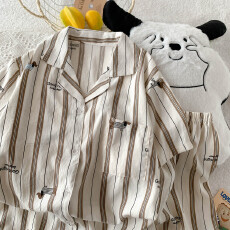 批发抖音小红书爆款睡衣女夏季云朵棉睡衣短袖<b class='q'>短裤</b>翻领<b class='q'>印花</b>套装家居服