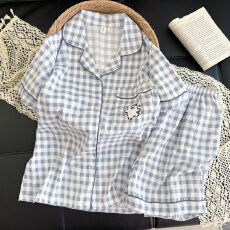 批发抖音小红书爆款睡衣女夏季云朵棉睡衣短袖<b class='q'>短裤</b>翻领<b class='q'>印花</b>套装家居服