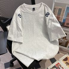 批发实拍 特价不减【32支双纱240克】简约圆领刺绣文艺夏季新款短袖