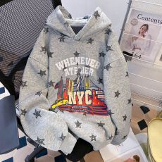 批发实拍 特价 原版刺绣 薄款/加绒 华棉纯棉复合 美式星星连帽<b class='q'>卫衣</b>