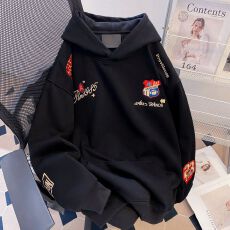 批发实拍 特价 原版刺绣 薄款/加绒 华棉纯棉复合 勋章刺绣连帽<b class='q'>卫衣</b>潮