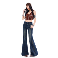 批发春季新款绣花不贴腿微喇牛仔舒适<b class='q'>宽松</b>显瘦喇叭牛仔裤女弹力修身