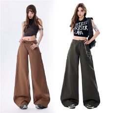 批发早春纯棉美式低腰休闲工<b class='q'>装</b>牛仔裤<b class='q'>女</b>宽松解构拼接时尚不贴腿喇叭<b class='q'>裤</b>