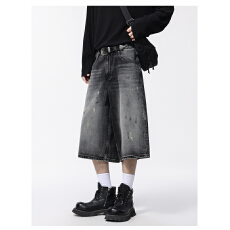 批发浪迹者2025夏季新款<b class='q'>牛仔</b><b class='q'>短裤</b>潮流做旧