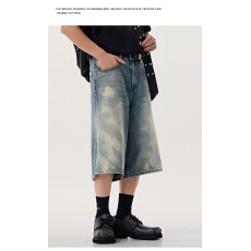 批发浪迹者2025夏季新款<b class='q'>牛仔</b><b class='q'>短裤</b>潮流做旧