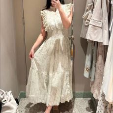 批发法式甜美气质碎花飞飞袖连衣裙女装2025夏季新款小众收腰仙气长裙