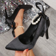 外贸2026欧美新款时尚跨境性感珍珠超高跟细跟百搭女士单鞋