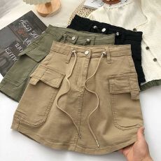 批发两侧抽绳系带<b class='q'>高腰</b>牛仔半身裙女2025年夏季韩版复古百搭防走光<b class='q'>短裙</b>