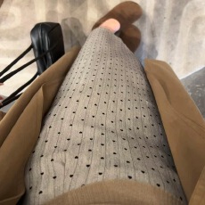 批发韩系灰色波点半身裙女秋<b class='q'>冬</b>高级感显瘦止步裙a字显瘦气质直筒长裙