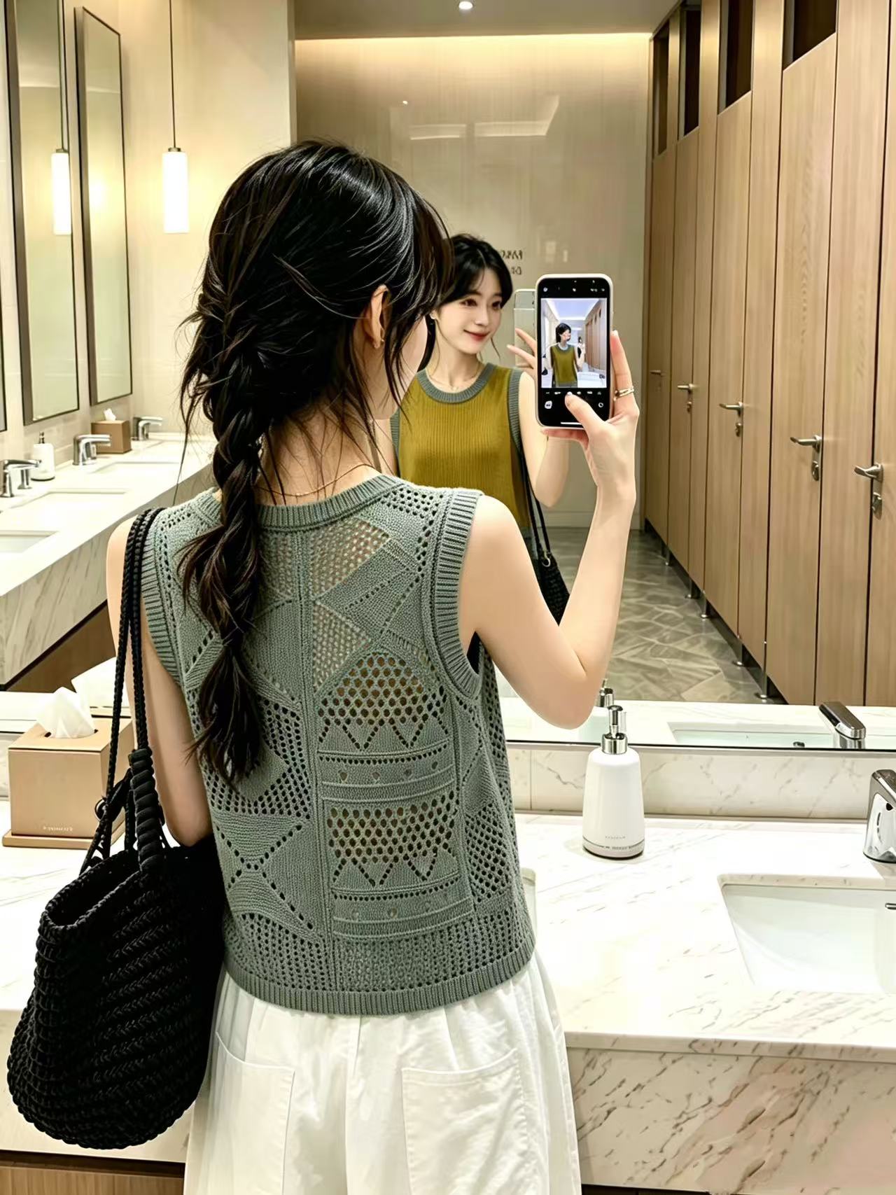 夏季女士碎花薄款上衣设计感小众女款冰丝针织短袖女t恤新款  服裝批發女裝批發服飾貨源
