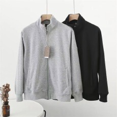 批发高档运动服拉链外套男春秋款开衫卫衣男夹克纯色青年立领上衣男装