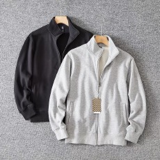 批发春秋季运动服拉链外套男不起球卫衣男简约中青年外穿立领纯色衣