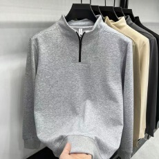 批发半拉链立领套头卫衣华棉男2025新款休闲运动T恤男秋款长袖打底衫
