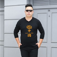 批发超大码胖子秋季<b class='q'>V领</b>长袖<b class='q'>T</b><b class='q'>恤</b>男薄款弹力纯色简约上衣打底衫