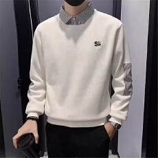 批发刺绣假二件衬衫领秋冬卫衣男2025年春秋季日式新款上衣<b class='q'>港风</b>潮流男