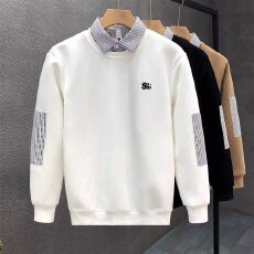 批发刺绣秋冬卫衣男2024年春秋季韩版新款圆领宽松上衣chic港风潮流