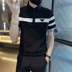 批发轻奢新款polo衫拼接短袖修身简约男装百搭夏季精神小伙痞帅