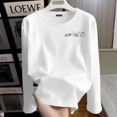 批发2025百搭春秋长袖T恤女棉ins韩版宽松上衣内搭白色打底衫学生潮