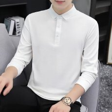 批发商场长袖棉T恤男士时尚简约polo打底衫舒适柔软打底衫上衣男