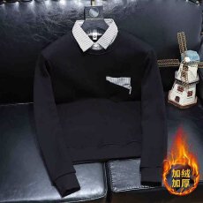 批发加绒加厚<b class='q'>秋</b>冬假二件卫衣男2025年韩版新款圆领宽松上衣王子风潮流