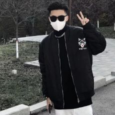 批发美式野狼网红同款复古薄款<b class='q'>棒球</b><b class='q'>服外套</b>宽松男女潮牌高街飞行员夹克