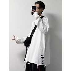 批发打底衫下摆破洞<b class='q'>男生</b>美式高街内搭潮破坏叠穿秋季男女长袖内衣<b class='q'>T</b><b class='q'>恤</b>