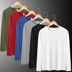 批发男士内衣长袖T恤大码春秋装打底夏季纯色简约胖子体恤衫薄款汗衫