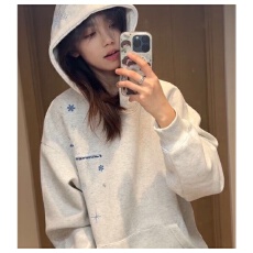 批发纯棉华棉+原版做工+刺绣雪花刺绣连帽卫衣<b class='q'>女</b>秋冬加绒加厚外套