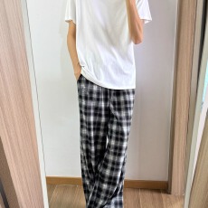 美式薄款黑白格纹裤子男女款春秋季垂感直筒休闲裤文艺时尚新款潮