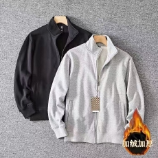 批发秋冬季加绒休闲<b class='q'>夹克</b>潮流<b class='q'>运动</b>长袖卫衣男士上衣立领开衫百搭外套