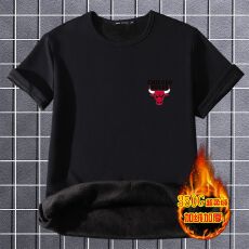 批发<b class='q'>冬</b>季短袖加绒加厚T恤男35-50岁中年爸爸宽松半袖保暖打底内穿衣服