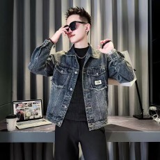 批发2026春秋季牛仔外套男水洗高级感痞帅翻领褂子耐脏耐磨青少年夹克