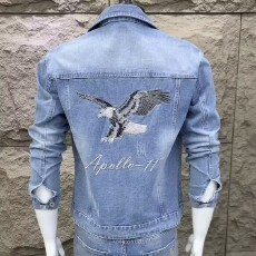 批发2026春季新款水洗牛仔衫男痞帅破洞翻领牛仔夹克抓痕外套上衣男装