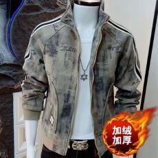 2025冬季新款男士夹克外套加绒加厚保暖韩版修身休闲潮流百搭上衣